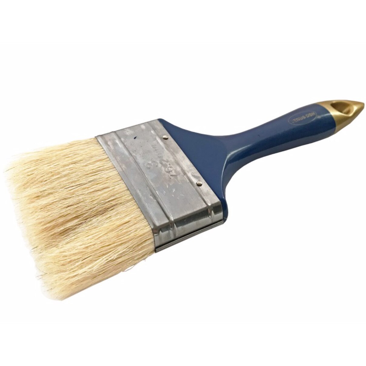 Pensula cu fir natural, maner din plastic albastru-auriu, 75 mm