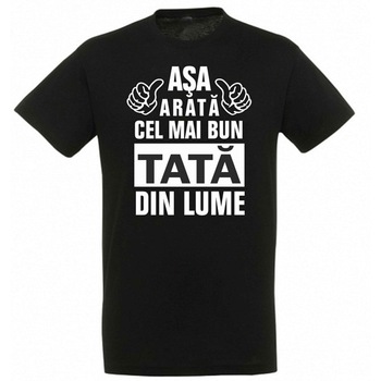 Tricou pentru barbati Asa arata cel mai bun tata din lume,CRD PRINT, Negru, S Tricou pentru barbati Asa arata cel mai bun tata din lume,CRD PRINT, Negru, S