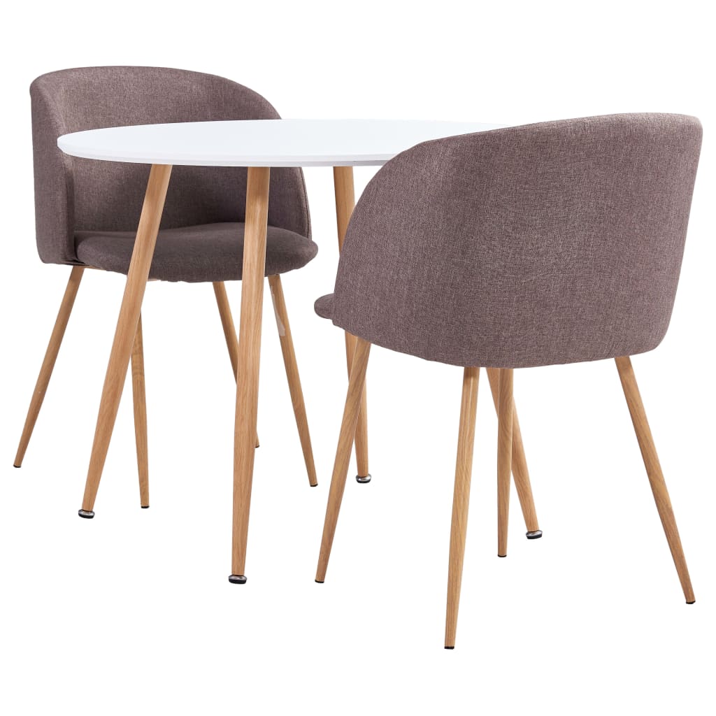 Set mobilier de bucatarie cu 3 piese cu masa rotunda, vidaXL, Tesatura, 90 x 73.5 cm, Maro