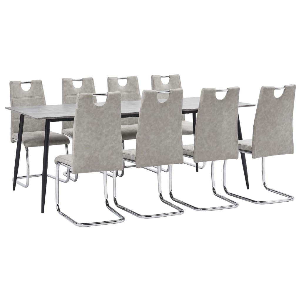 Set mobilier de bucatarie din 9 piese, vidaXL, Piele artificiala, 200 x 100 x 75 cm, Gri