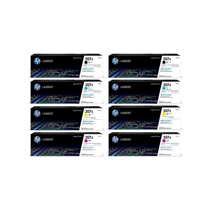 Pachet cartuse toner HP original (207X) W2210X negru x2 W2211X cyan x2 W2212X galben x2 W2213X magenta x2 21000 pagini