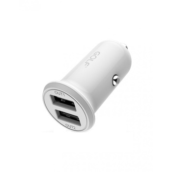 Incarcator de la auto la 2 x USB alb Golf GF-C6 Incarcator de la auto la 2 x USB alb Golf GF-C6