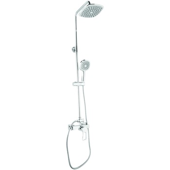 Sistem de dus Optima Radius, HB511-63, aparent, monocomanda, 2 functii, crom, cartus ceramic, include para de dus, furtun, suport para de dus si palarie de dus Sistem de dus Optima Radius, HB511-63, aparent, monocomanda, 2 functii, crom, cartus ceramic, include para de dus, furtun, suport para de dus si palarie de dus