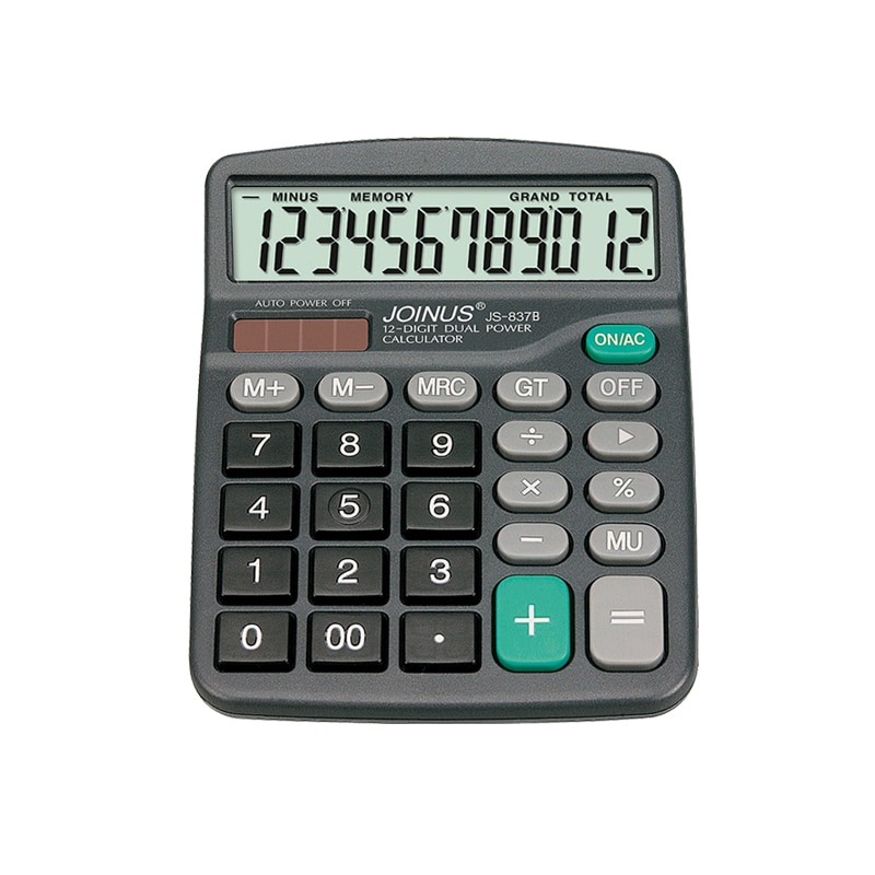 Claculator Universal DS-837B , 12 Digits, solar + baterii, Display Mare, Negru