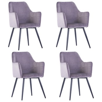 Set scaune de bucatarie, 4 buc, gri, catifea 3054642 Set scaune de bucatarie, 4 buc, gri, catifea 3054642