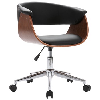 Scaun de birou, vidaXL, Piele artificiala/Lemn curbat, 59,5 x 58 x (66-74) cm, Negru Scaun de birou, vidaXL, Piele artificiala/Lemn curbat, 59,5 x 58 x (66-74) cm, Negru
