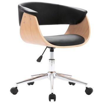 Scaun de bucatarie cu roti, vidaXL, Piele artificiala, 74x59.5x58 cm, Negru Scaun de bucatarie cu roti, vidaXL, Piele artificiala, 74x59.5x58 cm, Negru