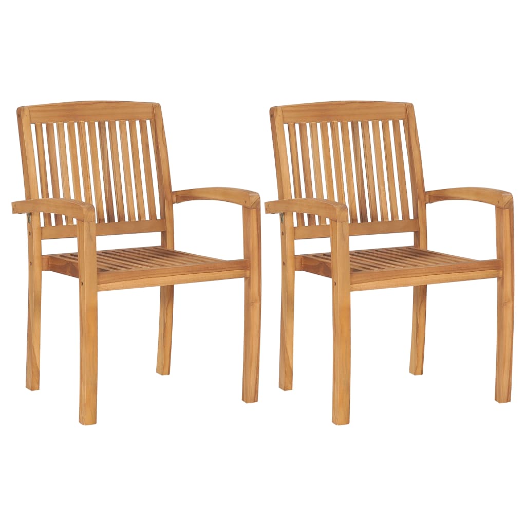 Set de 2 scaune de gradina din lemn, vidaXL, Lemn de tec, 90x60x57.5 cm Maro
