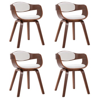 Set de 4 scaune de bucatarie, vidaXL, Piele ecologica si lemn curbat, Alb, 49 x 51,5 x 71,5 cm Set de 4 scaune de bucatarie, vidaXL, Piele ecologica si lemn curbat, Alb, 49 x 51,5 x 71,5 cm