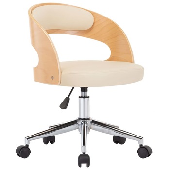 Scaun de birou pivotant, vidaXL, Piele artificiala, 74.5 x 48 cm, Crem Scaun de birou pivotant, vidaXL, Piele artificiala, 74.5 x 48 cm, Crem