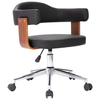 Scaun de bucatarie pivotant negru lemn curbat & piele ecologica 287415 Scaun de bucatarie pivotant negru lemn curbat & piele ecologica 287415