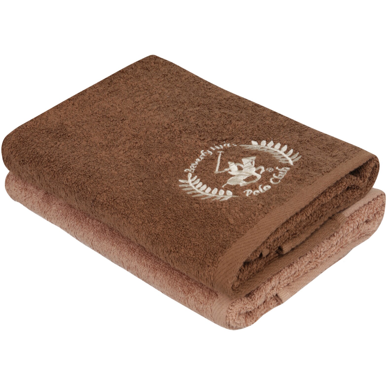 Set 2 prosoape Beverly Hills Polo Club, 100% bumbac, 480 gr/m², 50 x 90cm, maro/maro inchis