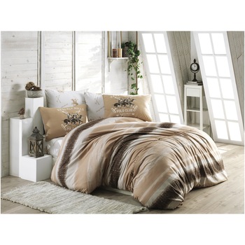 Lenjerie de pat 4 piese Beverly Hills Polo Club, 100% bumbac ranforce, cearceaf pilota, 200x220cm, cearceaf pat 240x260cm, fata de perna 50x70cm, somon Lenjerie de pat 4 piese Beverly Hills Polo Club, 100% bumbac ranforce, cearceaf pilota, 200x220cm, cearceaf pat 240x260cm, fata de perna 50x70cm, somon