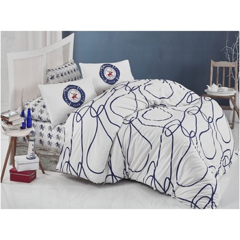 Lenjerie de pat 4 piese Beverly Hills Polo Club, 100% bumbac ranforce, cearceaf pilota, 200x220cm, cearceaf pat 240x260cm, fata de perna 50x70cm, alb Lenjerie de pat 4 piese Beverly Hills Polo Club, 100% bumbac ranforce, cearceaf pilota, 200x220cm, cearceaf pat 240x260cm, fata de perna 50x70cm, alb