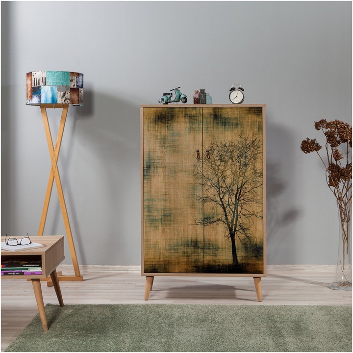 Comoda Vella, 100% pal melaminat, manere din metal si funie, tratata UV, 80 x 127 x 36 cm, Multibox729