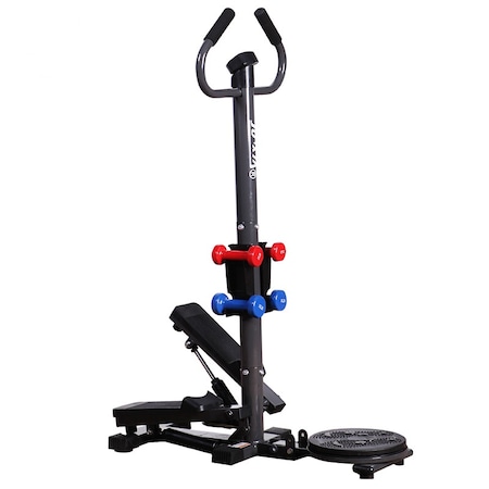 Mini stepper ZOCO BODY JX-MS91 cu manere si LCD, platforma rasucire si doua perechi de gantere, greutate maxima utilizator 120 kg