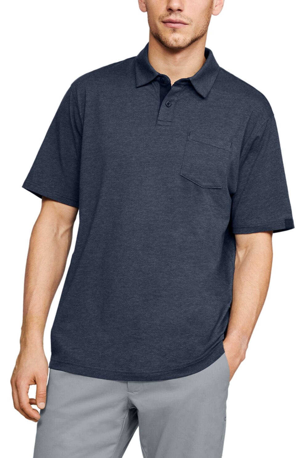Under Armour, Tricou polo Scramble Golf, Albastru melange