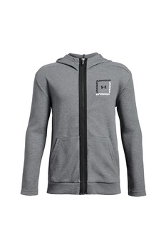 Under Armour, Hanorac cu fermoar si logo Unstoppable, Gri melange, 122-127 CM Under Armour, Hanorac cu fermoar si logo Unstoppable, Gri melange, 122-127 CM