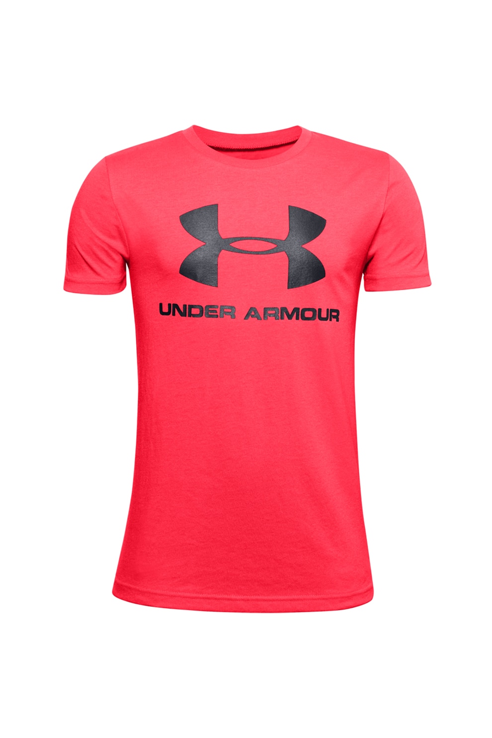 Under Armour, Tricou lejer cu imprimeu logo, pentru fitness Sportstyle, Corai/Negru