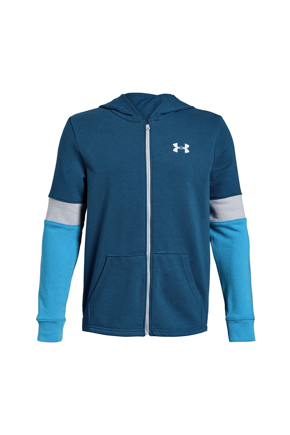 Under Armour, Hanorac cu fermoar si imprimeu logo Rival Terry, Albastru