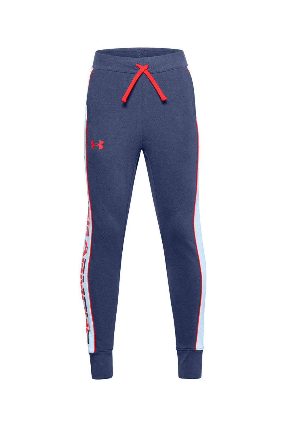 Under Armour, Pantaloni sport conici cu snur in talie, pentru fitness Rival, Bleumarin