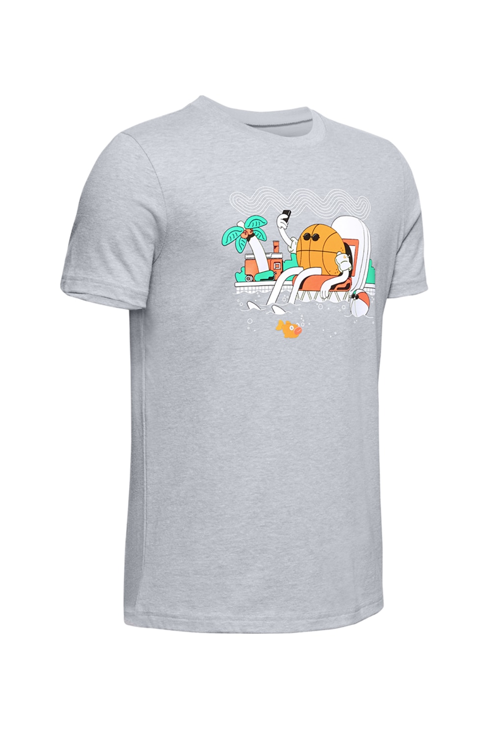 Under Armour, Tricou cu decolteu la baza gatului, pentru baschet Mr. Buckets, Gri melange