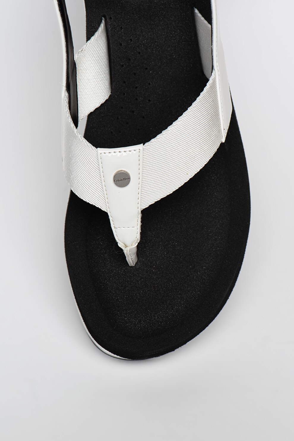 CALVIN KLEIN JEANS, Скосени сандали Moselle, Мръснобял/Черен, 39 - eMAG.bg