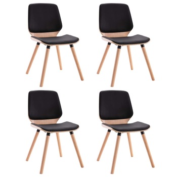 Set scaune de bucatarie, 4 buc, negru, piele ecologica 3054808 Set scaune de bucatarie, 4 buc, negru, piele ecologica 3054808