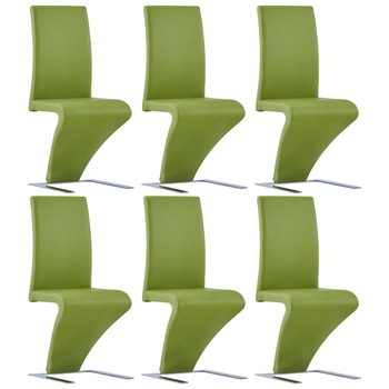 Set de 6 scaune de bucatarie in zigzag, vidaXL, Piele artificiala, 44 x 58 x 99 cm Verde Set de 6 scaune de bucatarie in zigzag, vidaXL, Piele artificiala, 44 x 58 x 99 cm Verde
