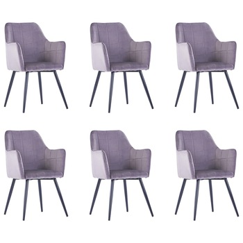 Set scaune de bucatarie, 6 buc, gri, catifea 3054643 Set scaune de bucatarie, 6 buc, gri, catifea 3054643