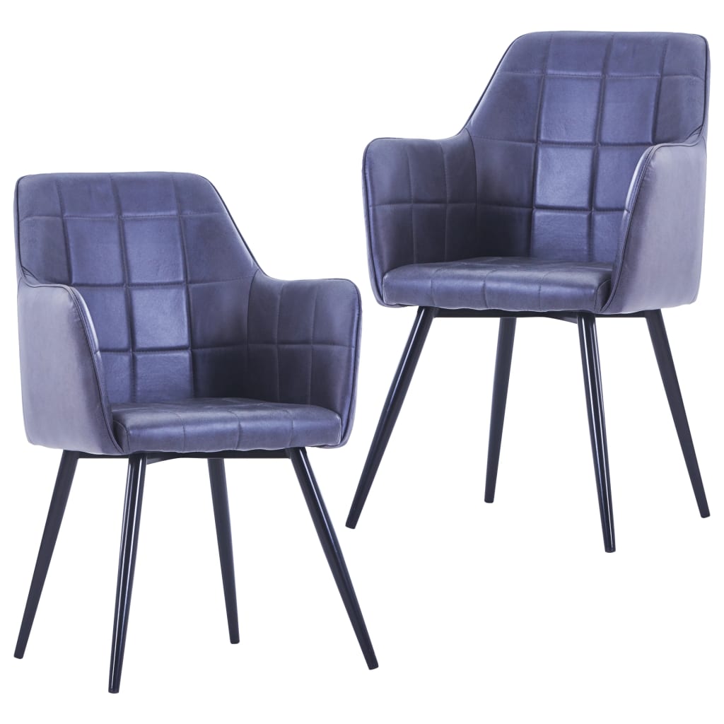 Set de 2 scaune de bucatarie, vidaXL, Piele intoarsa ecologica/Otel, 57,5 x 54 x 85,5 cm, Gri