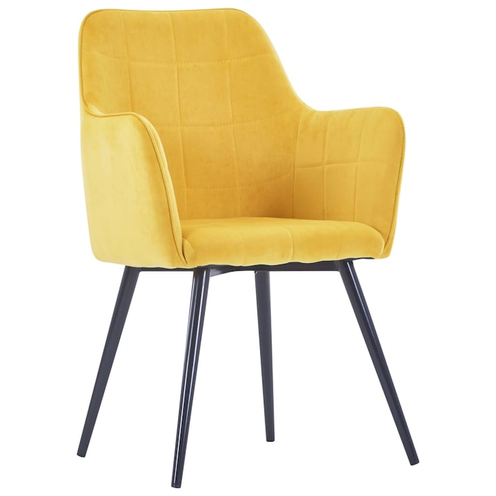 vidaXL 4 db sárga bársony kárpítozott fotel étkezőszék acél lábakkal 57,5 x 54 x 85,5 cm