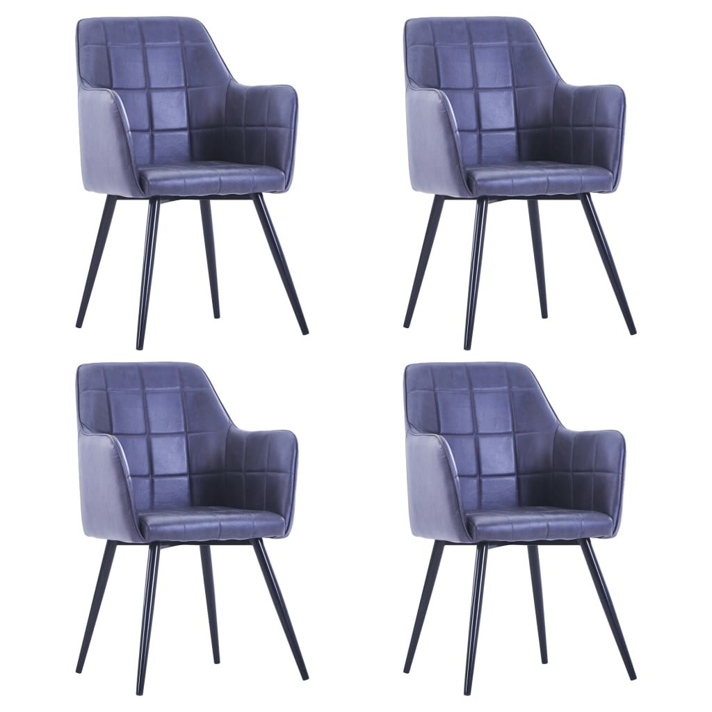 Set de 4 scaune de bucatarie, vidaXL, Piele intoarsa ecologica/Otel, 57,5 x 54 x 85,5 cm, Gri