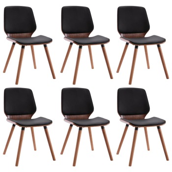 Set 6 scaune de bucatarie, vidaXL, Piele artificiala, 48 x 62,5 x 85cm, Negru Set 6 scaune de bucatarie, vidaXL, Piele artificiala, 48 x 62,5 x 85cm, Negru