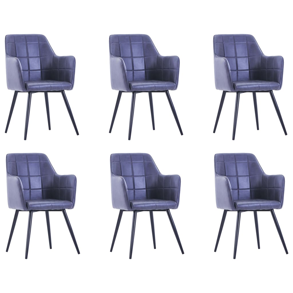 Set de 6 scaune de bucatarie, vidaXL, Piele intoarsa ecologica/Otel, 57,5 x 54 x 85,5 cm, Gri
