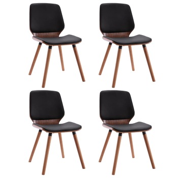 Set 4 scaune de bucatarie, vidaXL, Piele artificiala, 48 x 62,5 x 85cm, Negru