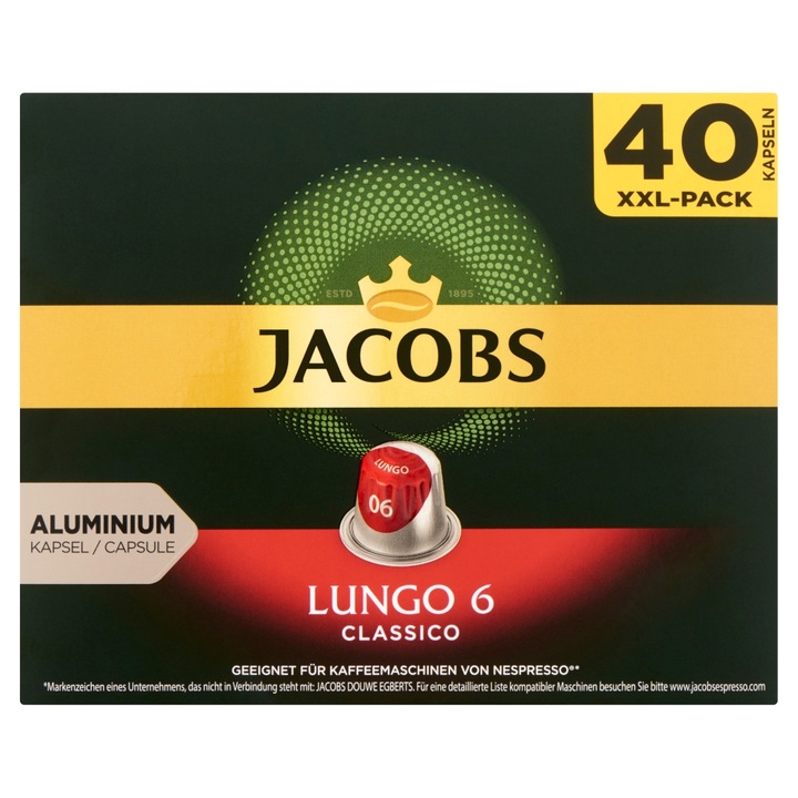 Jacobs Lungo Classico (6) Nespresso kompatibilis kávékapszula, 40 db
