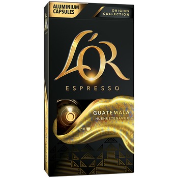 Capsule cafea L'OR Espresso Guatemala, intensitate 7, 10 bauturi x 40 ml, compatibile cu sistemul Nespresso®, 10 capsule aluminiu Capsule cafea L'OR Espresso Guatemala, intensitate 7, 10 bauturi x 40 ml, compatibile cu sistemul Nespresso®, 10 capsule aluminiu