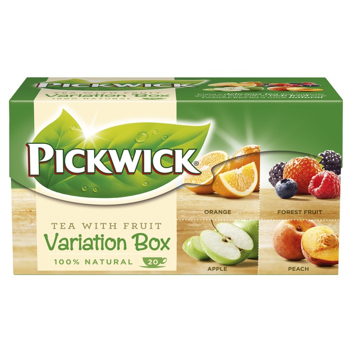 Pickwick Gyümölcs ízű fekete teák gyümölcsdarabokkal (variációk 3.), 20 x 1.5 g