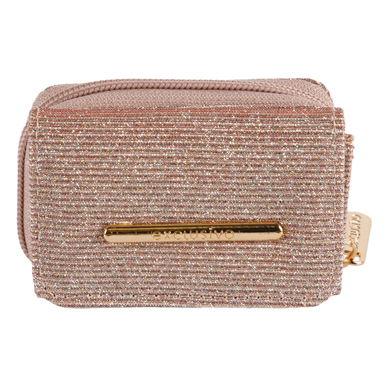 Portofel dama mini, Zola, 9x5x6 cm, pink glitter