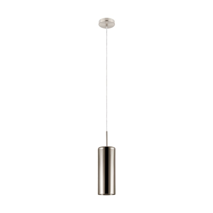 Pendul SELVINO, EGLO, E27, 1x15W, otel, nichel mat, sticla aburita, auriu, 110 x 10 cm, inaltime reglabila