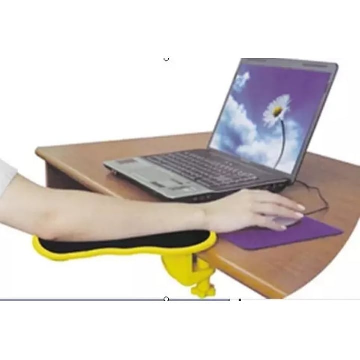 Подлакътник за бюро Automat, регулируема въртяща, се компютърна маса, бюро удължител, подлакът за ръка китка, 29.21 x 13.97 x 10.16 cm, черен/жълт