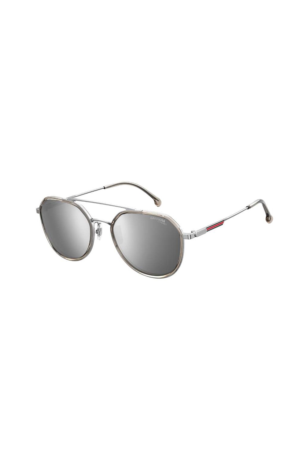 Carrera, Ochelari de soare unisex cu rama metalica, Argintiu, 55-20-145 Standard