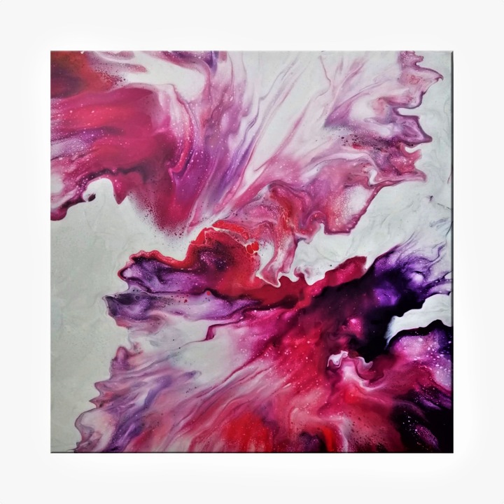 Tablou pictat manual, Gentleness, Canvas pe sasiu lat de lemn, 30 x 30 cm, Multicolor, Abstract