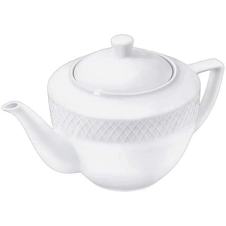 Ceainic portelan pentru ceai, Alb, compatibila cu masina de spalat vase, traditional, cutie eleganta, 900 ml, Wilmax England