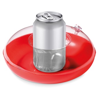 Suport de pahar, bautura, doza bere, gonflabil, din PVC rosu/transparent Suport de pahar, bautura, doza bere, gonflabil, din PVC rosu/transparent