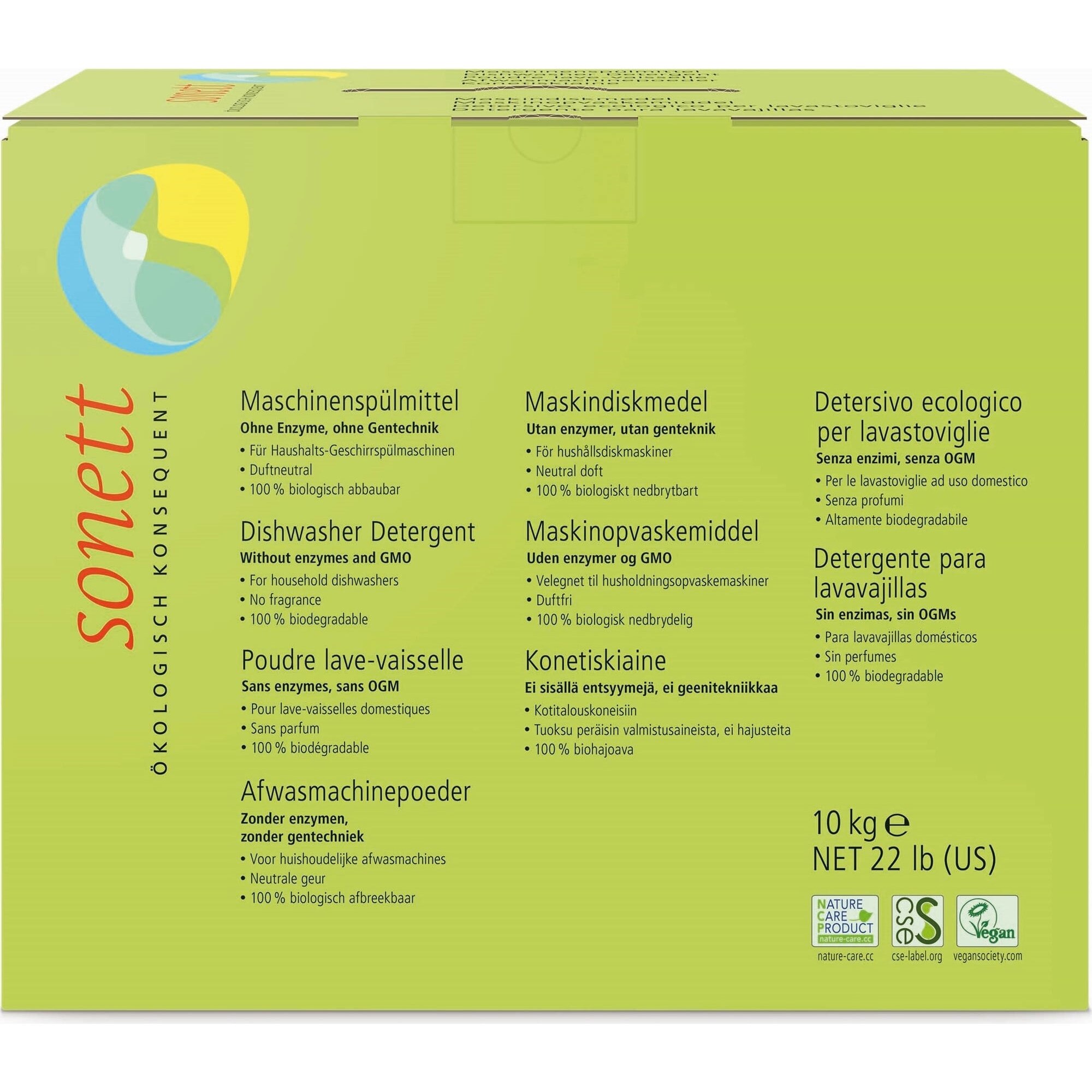 Detergent ecologic praf pentru masina de spalat vase, Sonett, 10kg