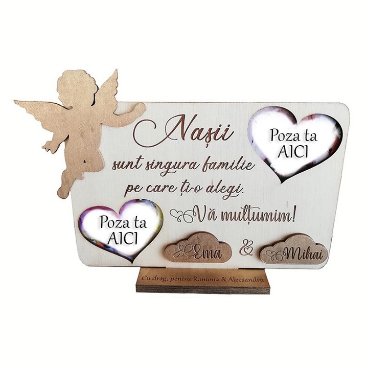 Rama foto pentru nasi, lemn natur, 20×30 cm, ArtemisGift