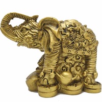 elefant feng shui cu trompa in sus cu pepita si monede statueta pentru dragoste si depasire obstacole financiare auriu imagen 16_0_
0