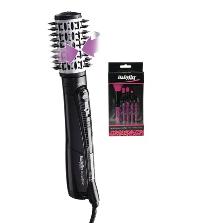Pachet promo Perie rotativa BaByliss Intuitive AS570E, 1000W, Smart System, 3 Accesorii, 2 Setari temperatura/viteza, Negru+Set Pensule Cadou